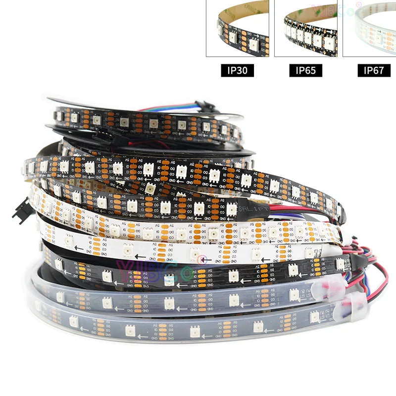 

DC5V Sk9822 RGB LED Strip 30/60/144 leds/m APA102 Smart pixels Lamp Tape IP30/IP65/IP67 addressable DATA and CLOCK seperately