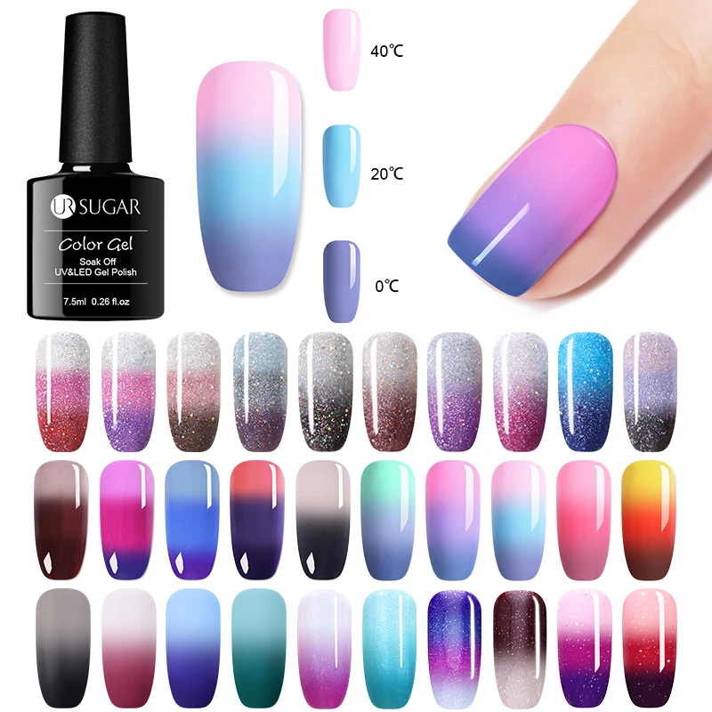 Термальный лак для ногтей UR SUGAR 7 5 мл изменяющий цвет блеск дизайна долговечный |