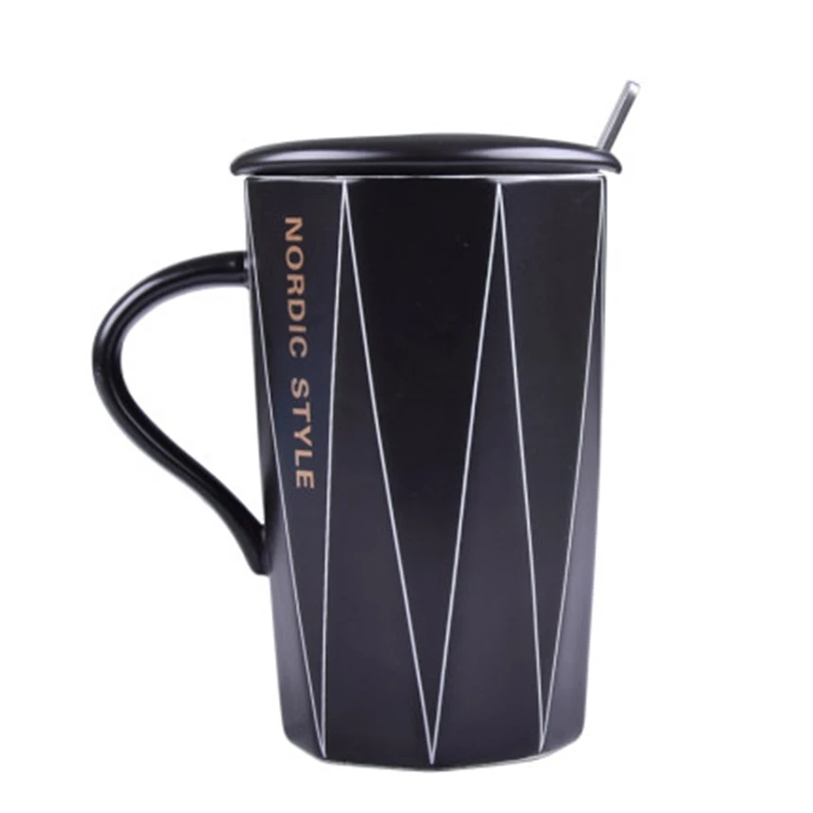 

Retro Ceramic Cup Coffee Mug With Lid European Personality Office Large Personalized Women Kubek Do Kawy Drinking Cup EE5MK