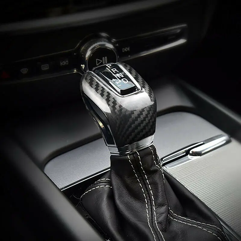 

Carbon Fiber Gear shift Knob cover Car Trim Black S90 XC60 Decor Parts