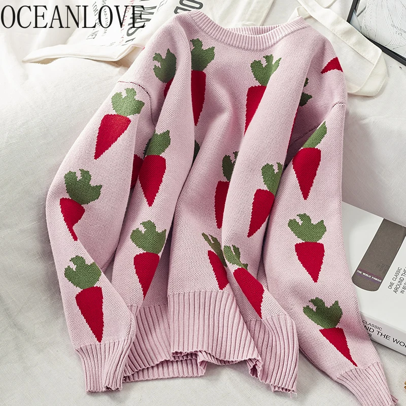 Женские свитера с принтом моркови милые пуловеры коллекция 2020 года сезон осень