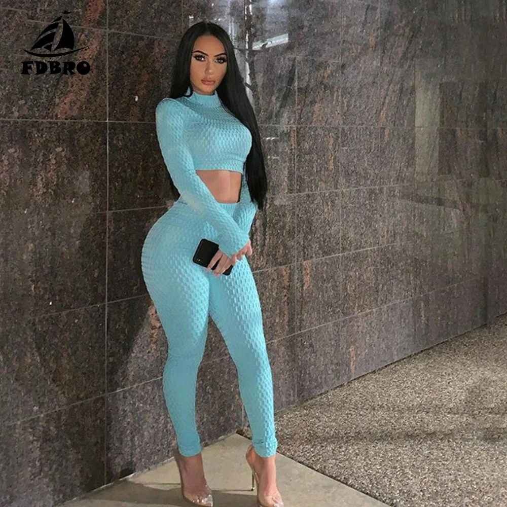 Тренировочный костюм FDBRO для фитнеса Модный женский комплект из топа и леггинсов