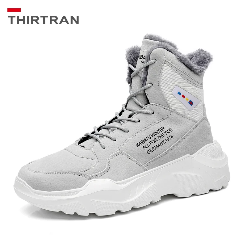 

THIRTRAN Men's Boots Winter Sneakers Casual Shoes Fashion Keep Warm Snow Boots High Top Comfortable Ankle Trainers High Quality