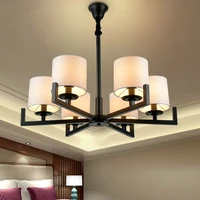 fabric shade iron chandelier lighting fixtures luminaria lustre ceiling chandeliers e14 light for bedroom living room lamp