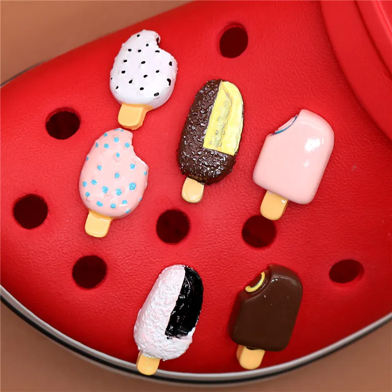 Novel Single Sale Cute Mini Shoe Charm Accessories Simulation Chocolate ice cream Shoe Decoration fit croc jibz Kid's X-mas Gift