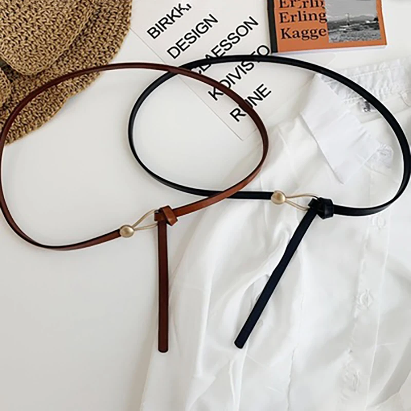 

Fashion Women belt wild knotted decoration fashion black with dress sweater waist belts designer luxury women high quality