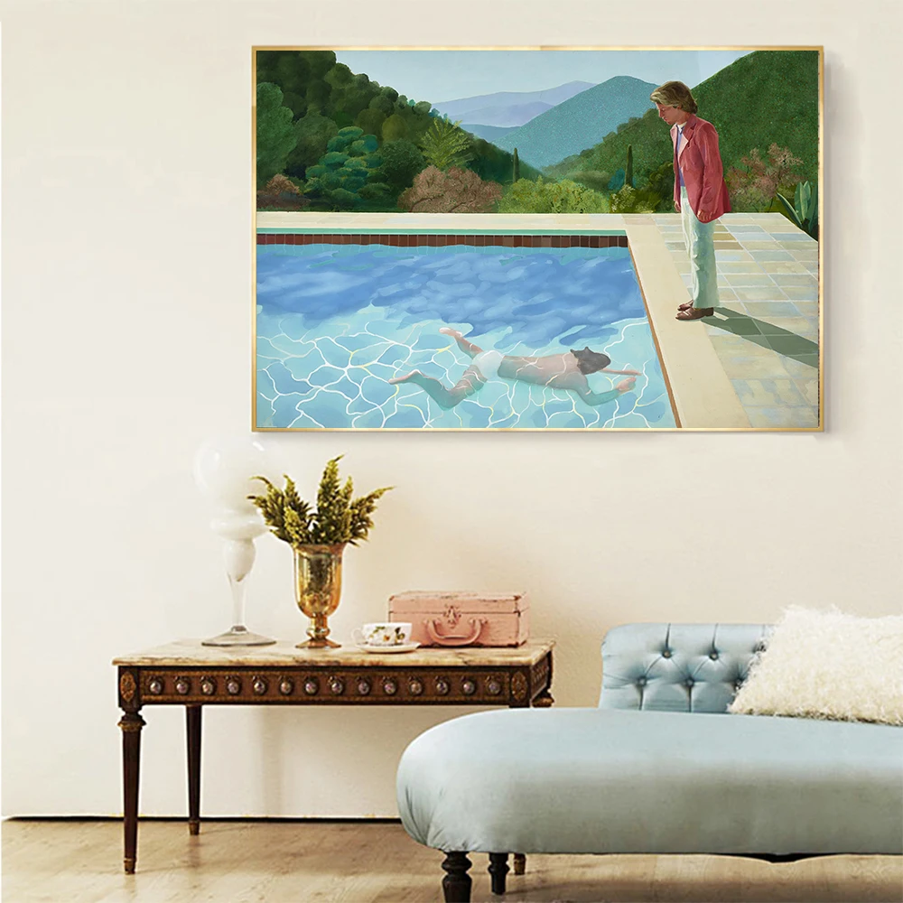 Citon Canvas David Hockney 》 Портрет художника (бассейн с двумя фигурками) художественная