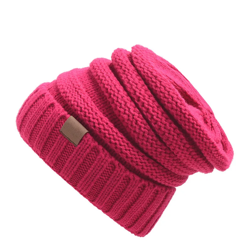 Rose Red Новинка,, Европейский и американский стиль, Осень-зима, AliExpress, маркировка CC, вязаная шерстяная шапка, набор головных уборов, уличная шапка - Цвет: Rose Red