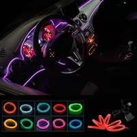 1pcs 5m el wire string strip rope tube light neon light glow car interior led atmosphere decor lamp car styling with usb