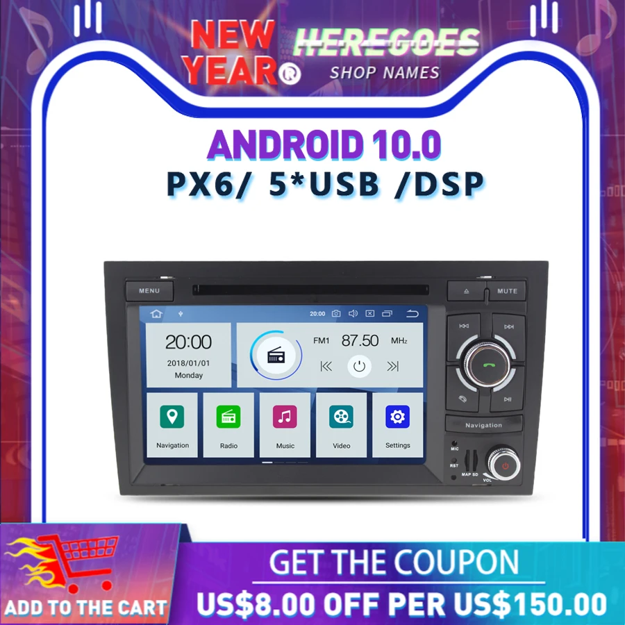 PX6 DSP 7 &quotIPS 2din Android 10 0 4 Гб + 64 ГБ Автомобильный dvd плеер GPS карта Wifi Bluetooth 5 авто радио