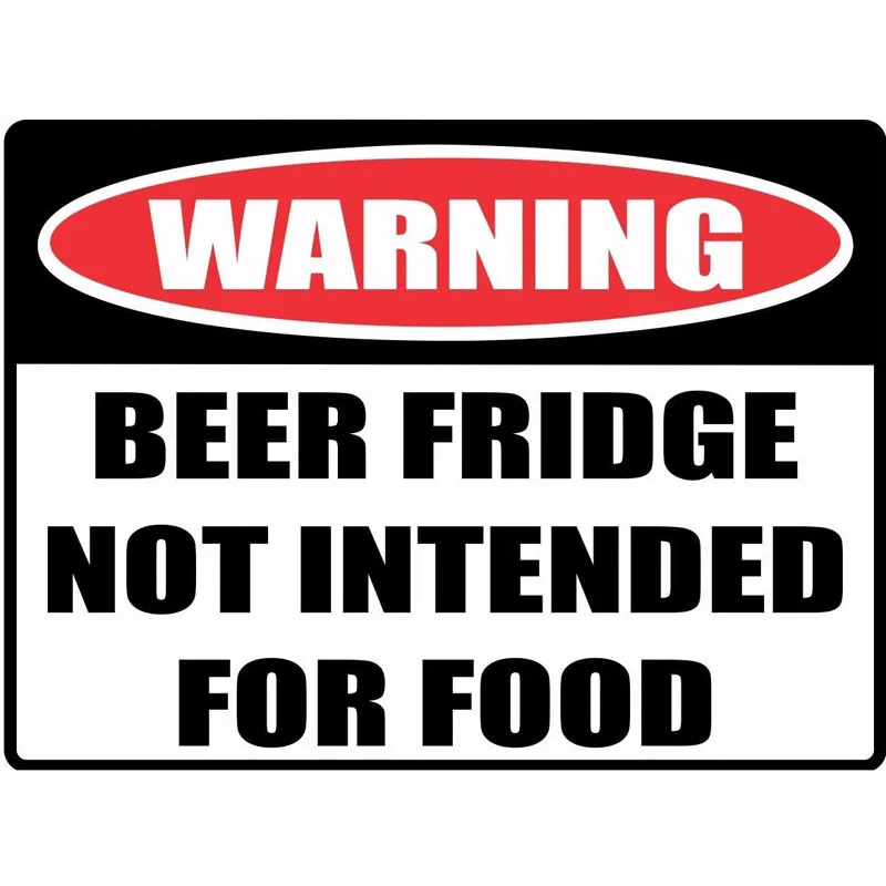 

16*11.8cm 1 Pcs Funny WARNING Sign BEER FRIDGE NOT INTENDED FOR FOOD Car Sticker Retro-reflective Decals