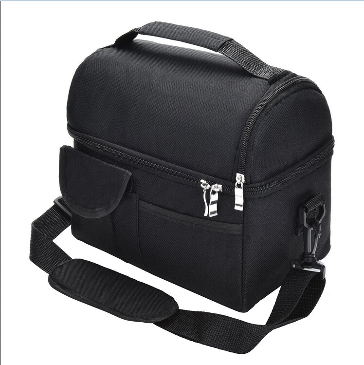 Портативный 8L толстый двойной Термосумка для пищи Coolbag для работы пикника путешествия взрослых детей еда контейнер для еды сумки для хранения - Цвет: Черный