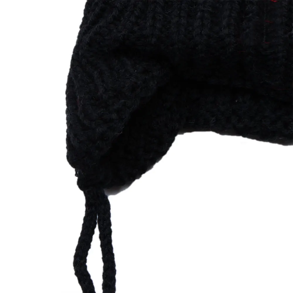 Детская вышивка мультяшного кота Beanie Зимняя Толстая вязаная теплая мягкая шапка с двойным помпоном для мальчиков и девочек, Кепка с ушами, шапочка для малышей