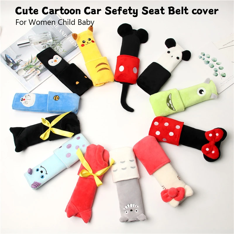 

Симпатичный мультяшный Чехол для автомобильного ремня безопасности для женщин и детей, наплечная Подушка Isofix, защитная плюшевая подкладка,...