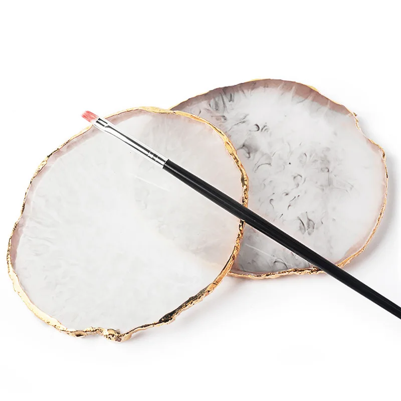 Новая круглая полимерная палитра цвета ногтей из агата и камня для смешивания