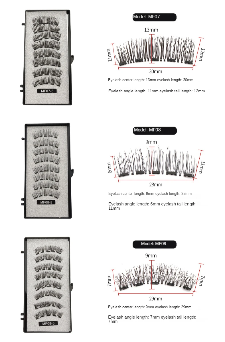 

8pcs 5 Magnet Mink Eyelashes Mix with Plastic Box Packaging Magnetic Fake Eye Lash Extensions Makeup Tools Wholesale