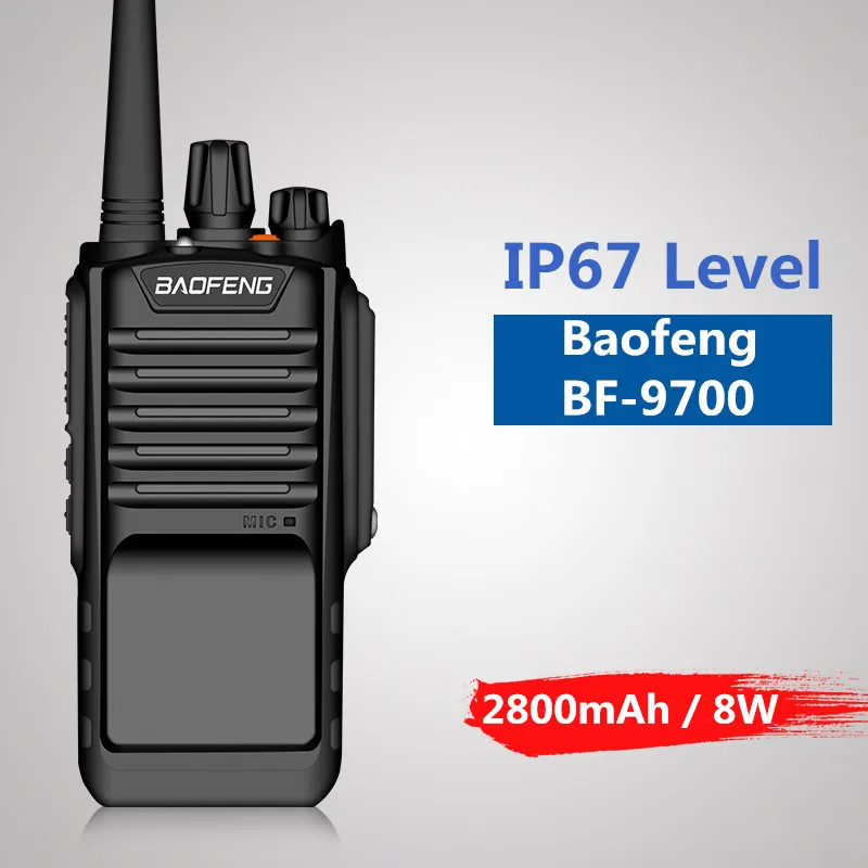 

Горячая Распродажа, водонепроницаемый двухсторонний радиоприемник BAOFENG BF-9700 8W IP67, с аккумулятором 2800 мАч, Любительская рация