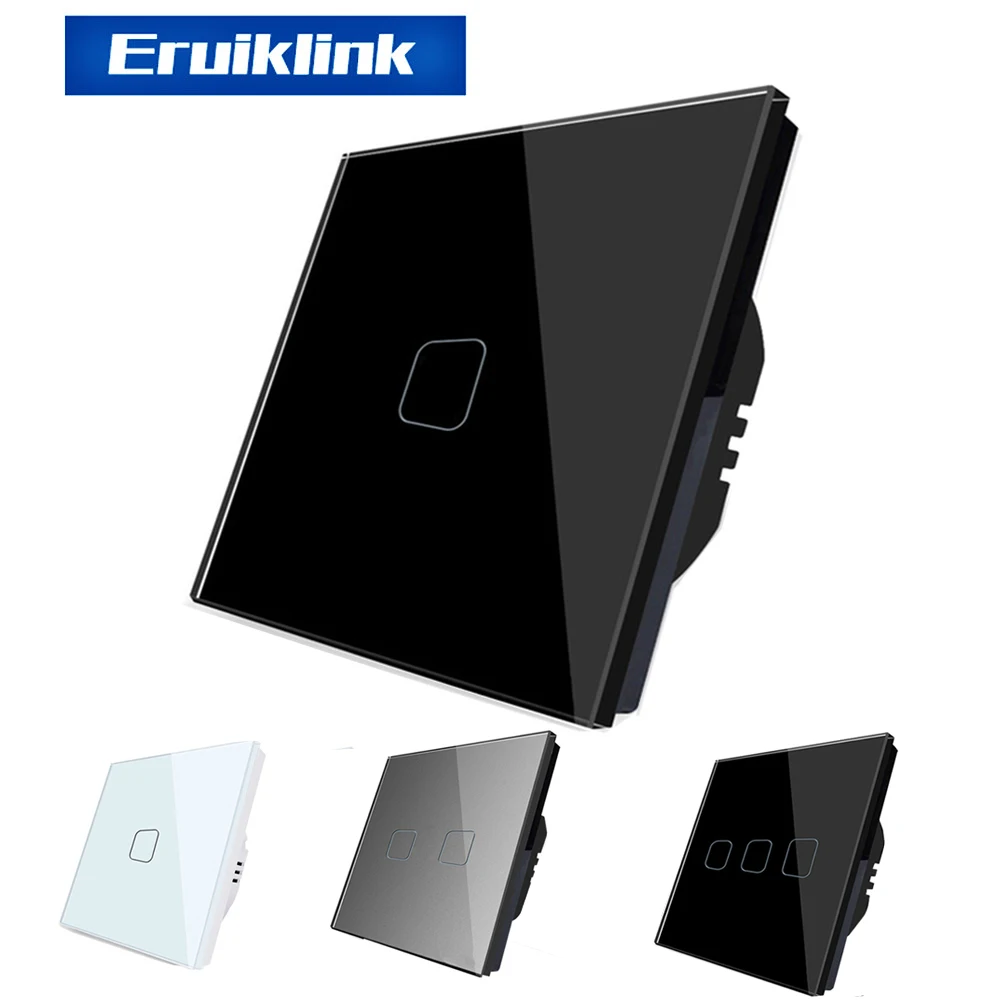 Сенсорный выключатель черная панель из хрусталя 1 банда позиционный сенсорный
