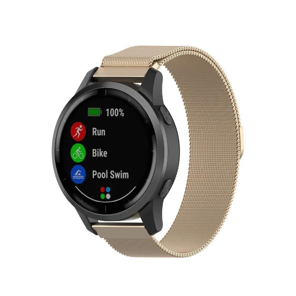 18 мм 20 мм 22 мм Миланский ремешок для часов Garmin Vivoactive 3 4 смарт-ремешок Ремешок для браслетов для Garmin Vivoactive 4S из нержавеющей стали
