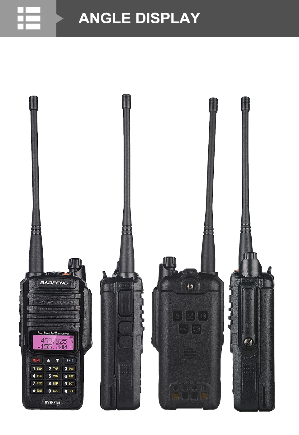 Baofeng UV-9R plus Walkie Talkie IP67 Водонепроницаемый главный динамик CB радио FM приемопередатчик UHF/VHF радио 10 Вт 4800 мАч uv 9r plus