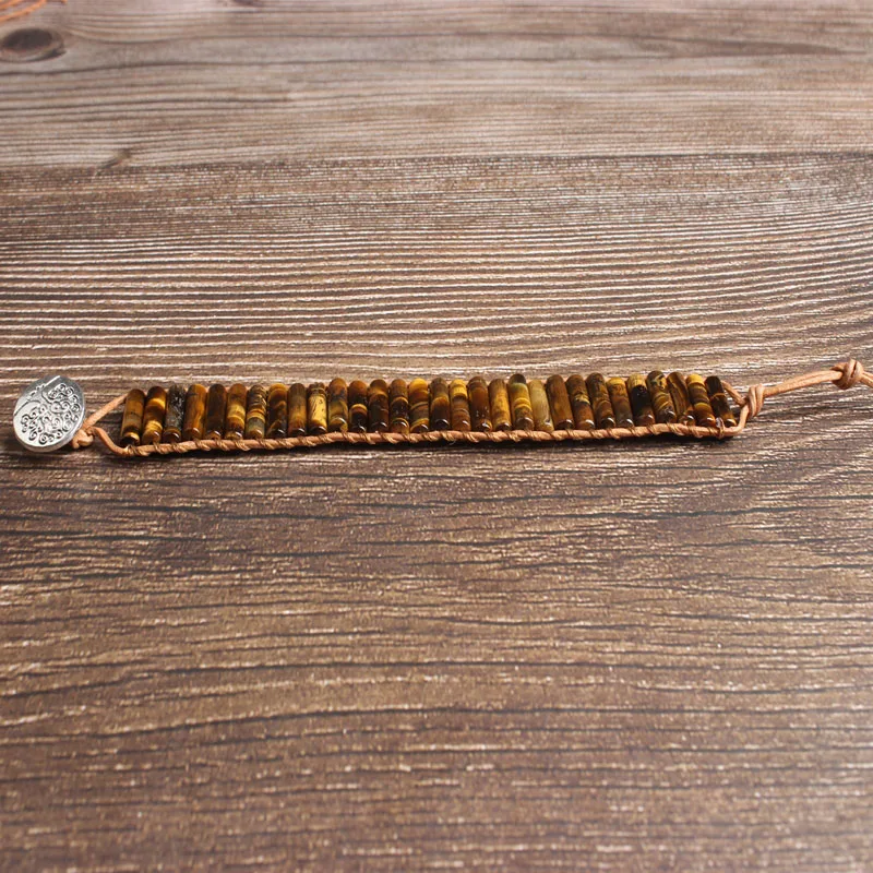 Натуральный ювелирный цилиндрический желтый трикотажный браслет LanLi для мужчин