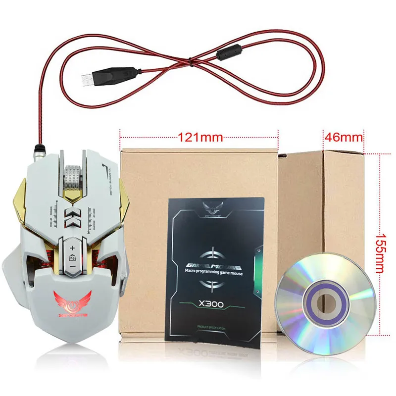 Белый Новинка 3200 dpi USB Проводная Конкурентная игровая мышь 7 программируемых кнопок Механическая Макросъемка Программирование игровая мышь - Цвет: Белый