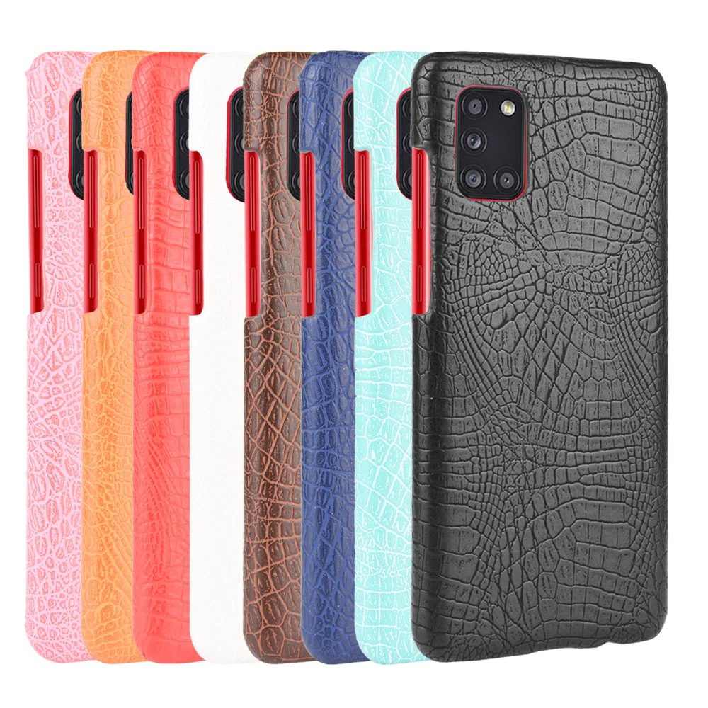 

For Samsung Galaxy A31 Dual Case Retro Crocodile PU Leather Skin Hard Cover For Samsung Galaxy A31 A 31 SM-A315F/DS Phone Case