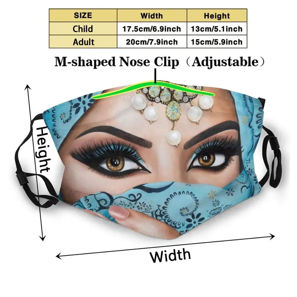 Маска для рта многоразовая мужчин и женщин фильтр детей бирюзовый хиджаб в