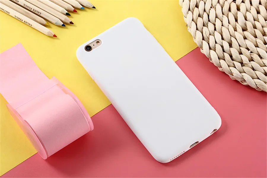 Белый Карамельный цвет матовый чехол для телефона для iPhone 7 Plus 6 6s 8 5S SE для iPhone XS MAX X XR 11 pro простой однотонный Мягкий ТПУ чехол s задняя крышка - Цвет: Белый