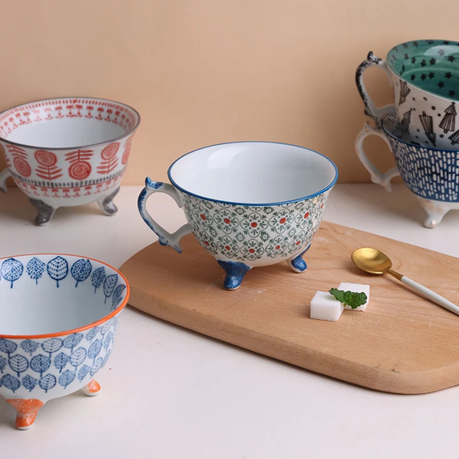 

Espresso Breakfast Cups Ceramic Creative Home Garden Coffee Mugs Teacup Chinese Canecas Divertidas Porcelain Coffeeware DL60MK