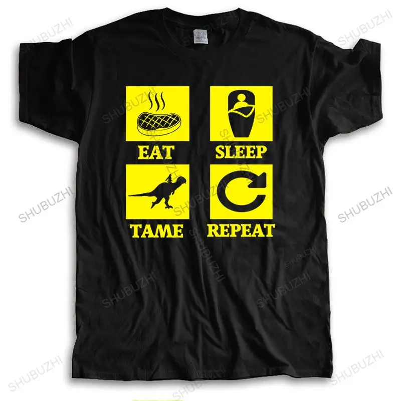 

Summer Vintage print mens brand Cotton t shirts Eat Sleep Tame Repeat unisex t-shirt teenagers casual tee tops bigger size