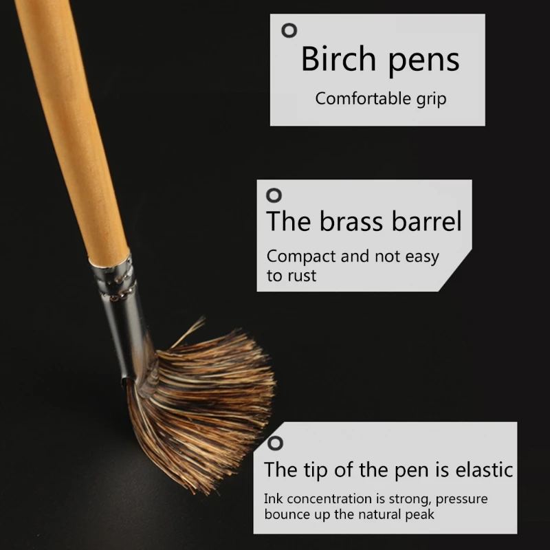 Ручка для рисования волос в форме веера из свиной щетины 6 шт. | Канцтовары офиса и