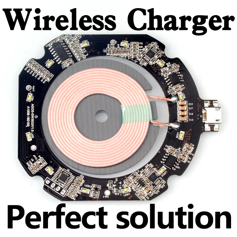 

Wireless Charging DIY Qi Standard Transmitter Module Accessories Sensitive PCB Circuit Board Universal Stable Micro USB Port