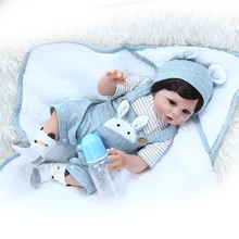 48 см силиконовая кукла реборн для тела черные волосы мальчика
