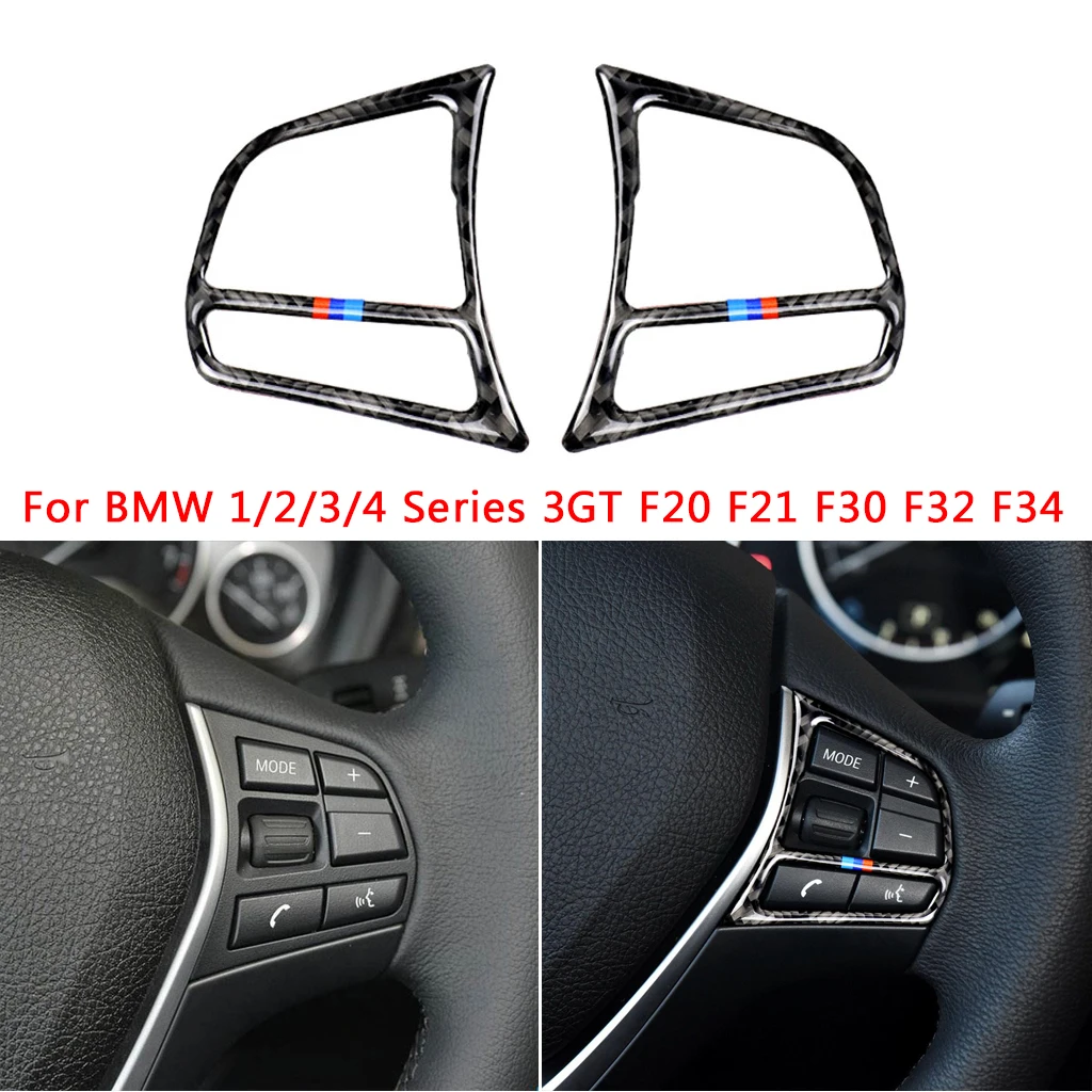 

Carbon Fiber Steering Wheel Button Stickers Cover Trim Car Styling For BMW 1/2/3/4 Series 3GT F20 F21 F30 F32 F34 Auto Accessory