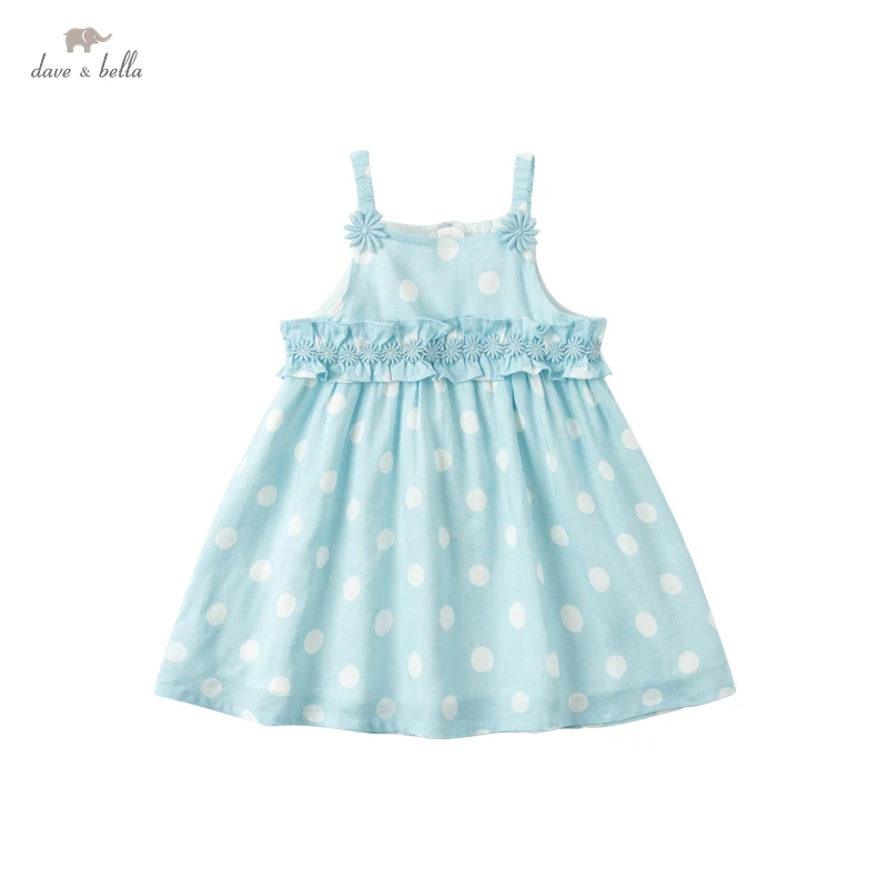 DBZ18163 dave bella summer baby girl's cute floral dots print dress children fashion party dress kids infant lolita clothes enlarge