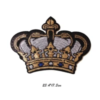 new arrival sequins crown iron on patches sewing embroidered applique for jacket clothes stickers badge diy apparel accessories