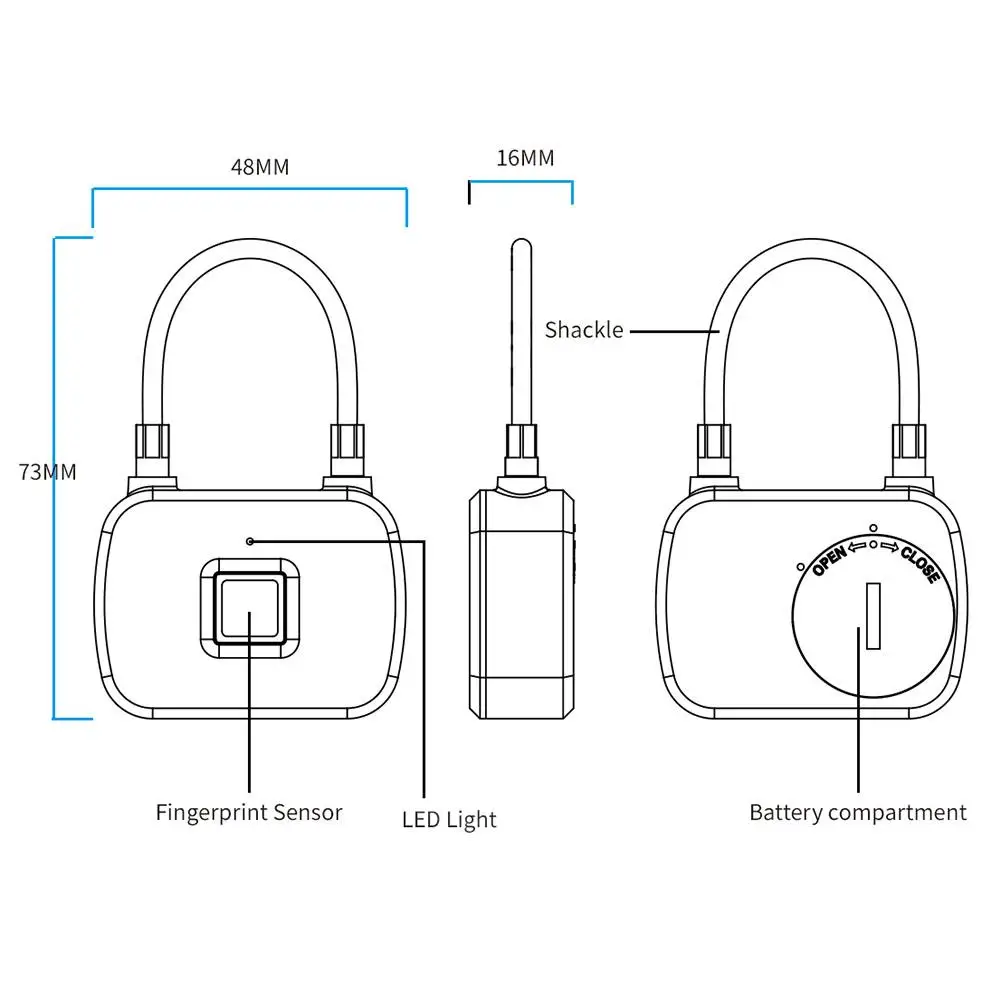 

Smart Lock Fingerprint Outdoor Luggage Lock Bag Padlock with Metal Waterproof Suitable for Gym School Locker Travel Luggag