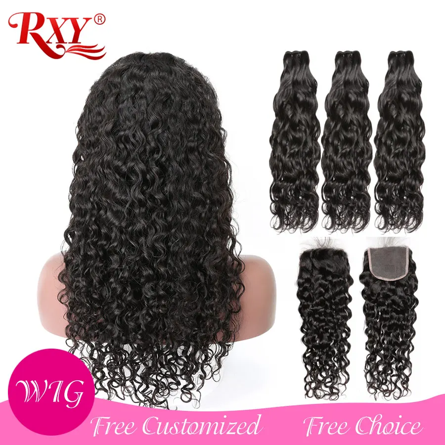 Бразильские волосы закрытые парики пучки волос можно настроить в парик