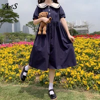 anbenser japan style womens dress cartoon puff sleeve turn down collar kawaii dress women summer a line mini dress plus size