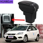 Подлокотник для Ford Focus 2 Mk2 2005-2011, вращающийся из искусственной кожи контейнер для хранения вещей с подстаканником и пепельницей