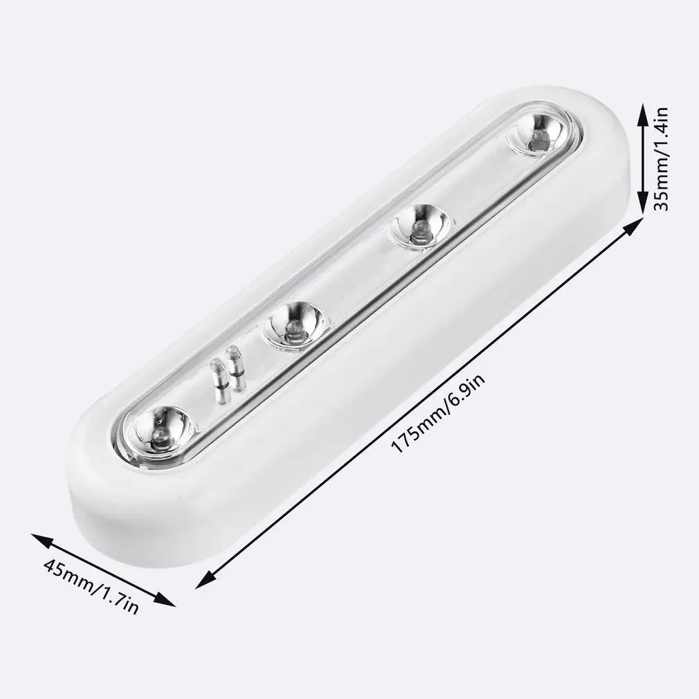 Поворотный сенсорный светильник с 4 светодиодами под шкаф