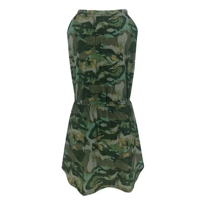 Женский сексуальный Камуфляжный облегающий повседневный комбинезон без рукавов