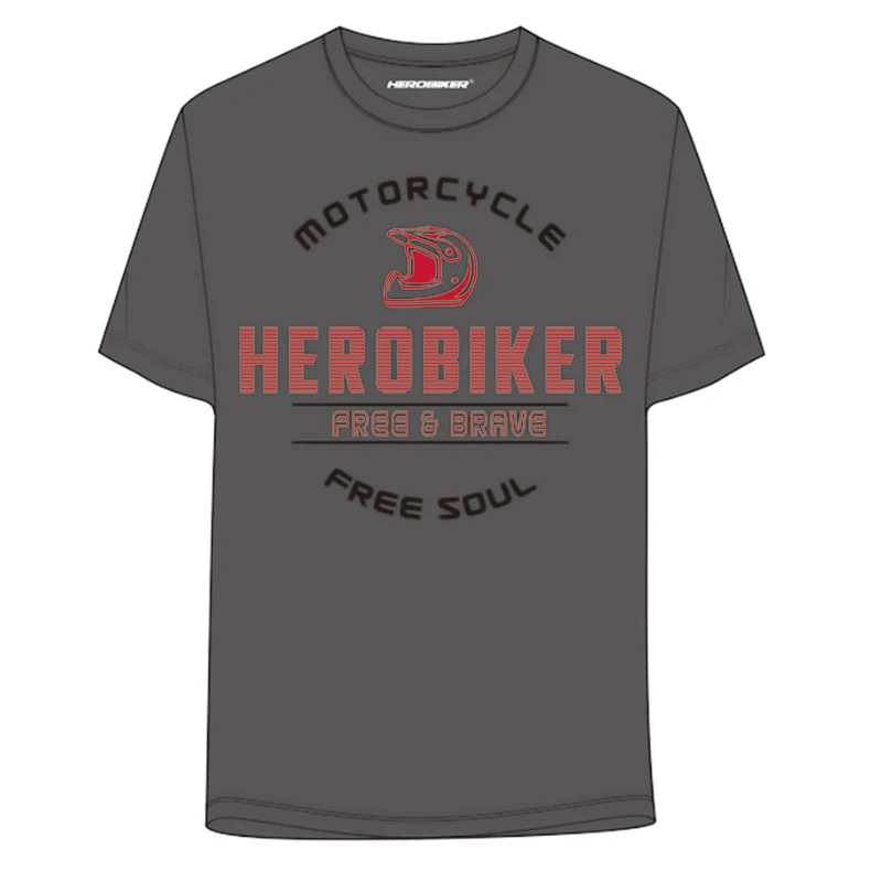 HTS-001GY HEROBIKER мотоциклетная футболка Летняя мужская мото короткая футболка мотоциклетная гоночная Спортивная футболка модная быстросохнущая футболка черный серый - Цвет: HTS-001GY