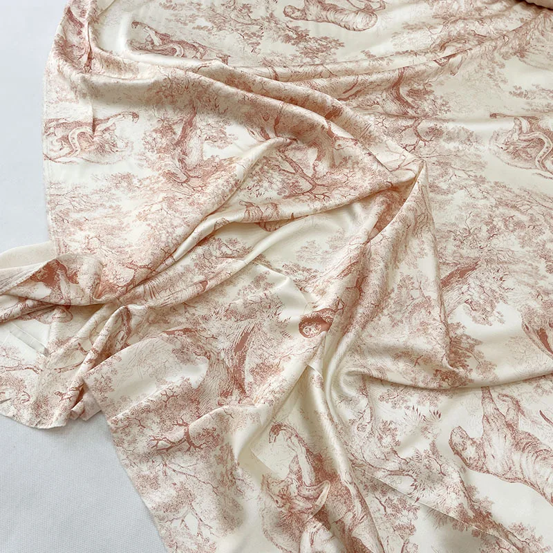 Печатная французская Роскошная брендовая эластичная атласная ткань из