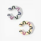 Женские клипсы, в этническом стиле, разноцветные, полосатые, с фианитами, без пирсинга хрящей, Серьги Brincos 2020