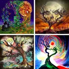 Полноразмерная Алмазная 5d-картина сделай сам, вышивка деревьями, ветвями, алмазная вышивка, абстрактный пейзаж, луна, ручная работа, мозаика, домашний декор, художественный подарок Z78