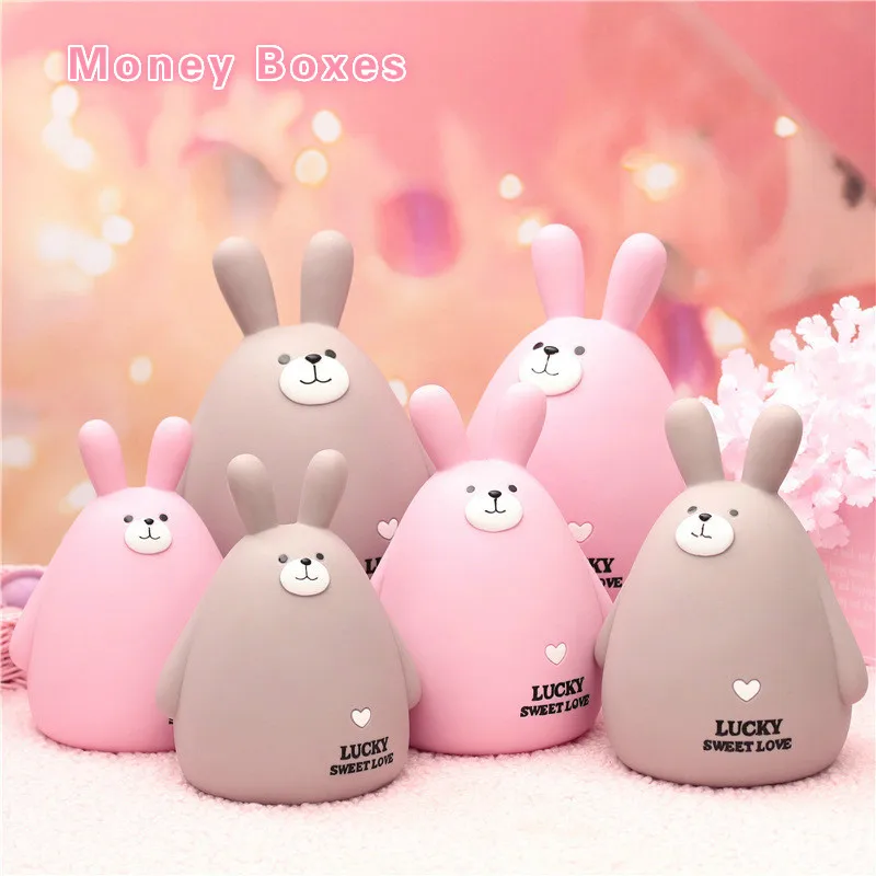 

Cartoon Cute Rabbit Piggy Bank Creative Animal Coin Money Box Storage Vinyl Ornaments Nordic Gift Children Room Home Decoration