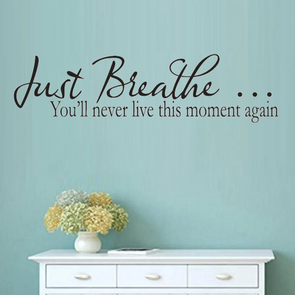 

Just Breathe You Will Never Live This Moment Again Quote Wall Decal Vinyl Sayings Wallpaper (Black)