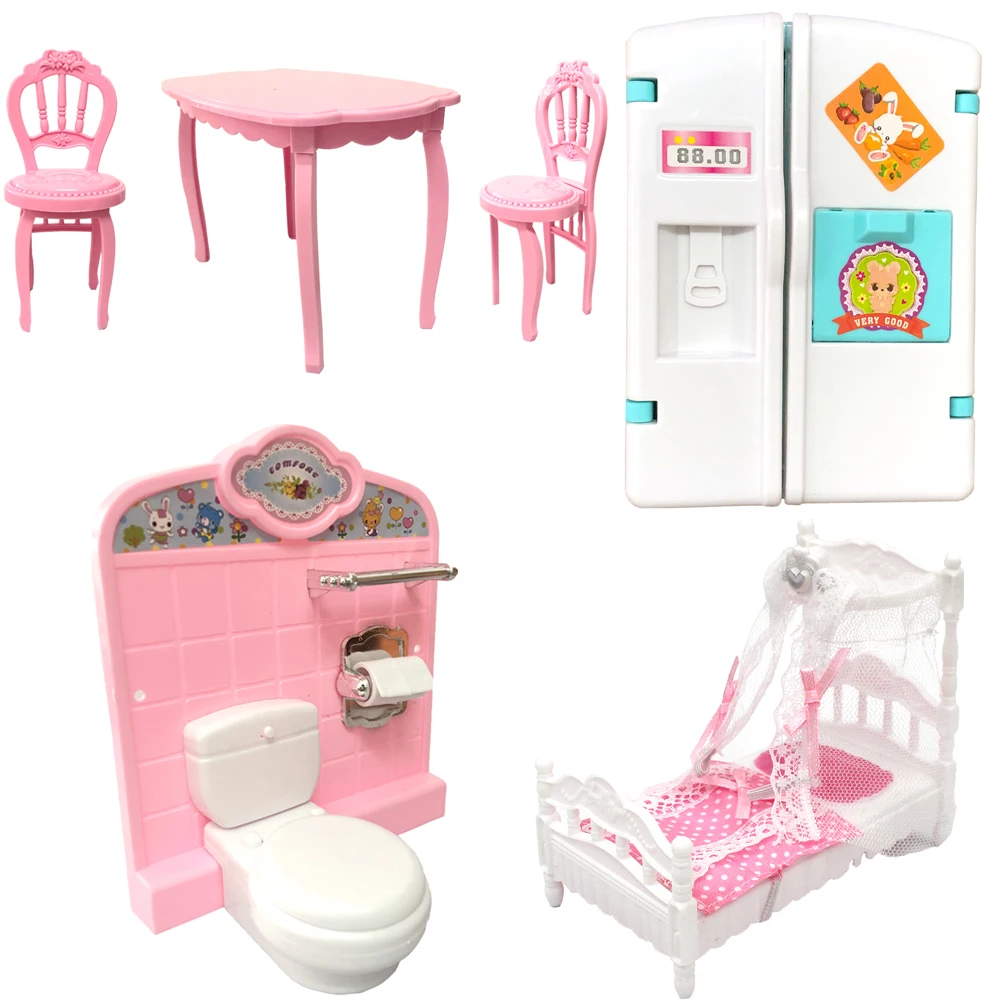 

NK Mix Cute Doll Furniture Pretend Play Toy Hangers TV Sofa Shoes Rack for Barbie Doll Kelly Dollhouse Accessories Girl Toy JJ